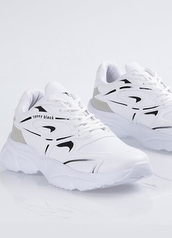 38 Beden beyaz Renk Ayakkabı Tonny Black Unisex Beyaz Faylon Taban Spor Ayakkabı Tbb