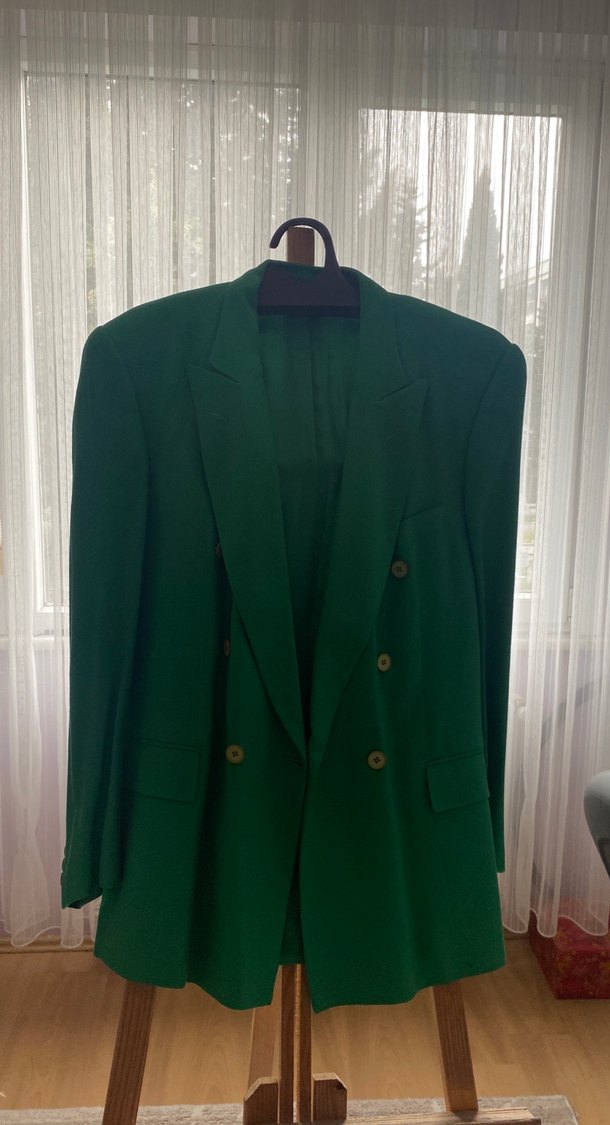 Parlak Yeşil Oversize Kadın Blazer - Görsel 3