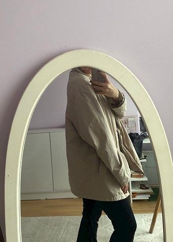 Vintage Oversize Bej Kadın Keten Ceket - Görsel 2