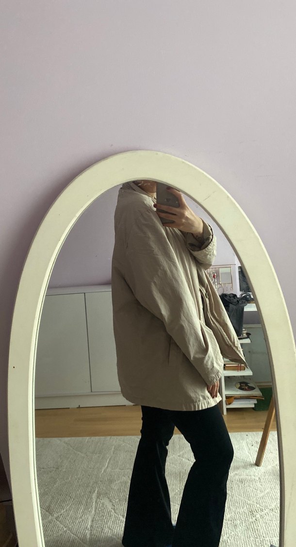 Vintage Oversize Bej Kadın Keten Ceket - Görsel 2