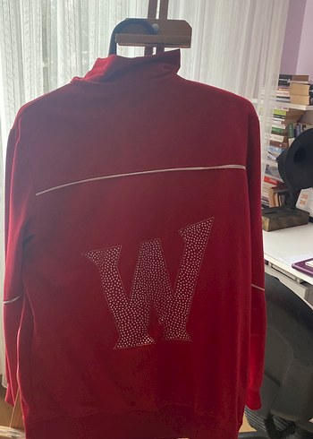 Y2K 2000s Kadın Kırmızı Fermuarlı Spor Ceket - Görsel 3