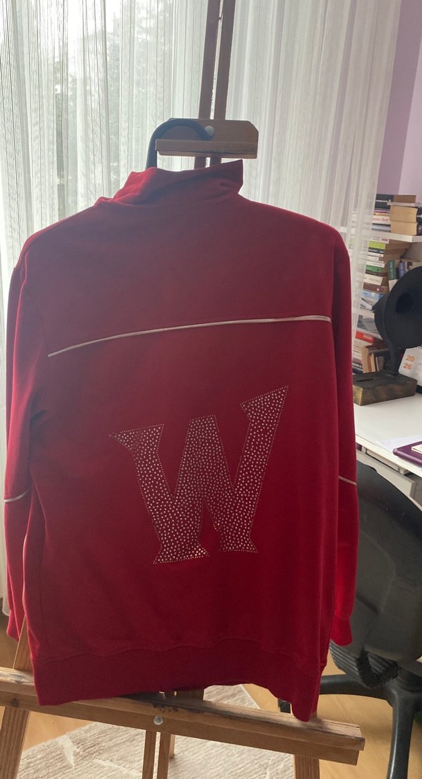 Y2K 2000s Kadın Kırmızı Fermuarlı Spor Ceket - Görsel 3