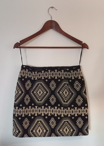 Kanvas geometrik desen kısa etek - Görsel 10