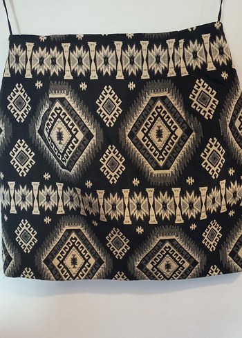 Kanvas geometrik desen kısa etek - Görsel 3