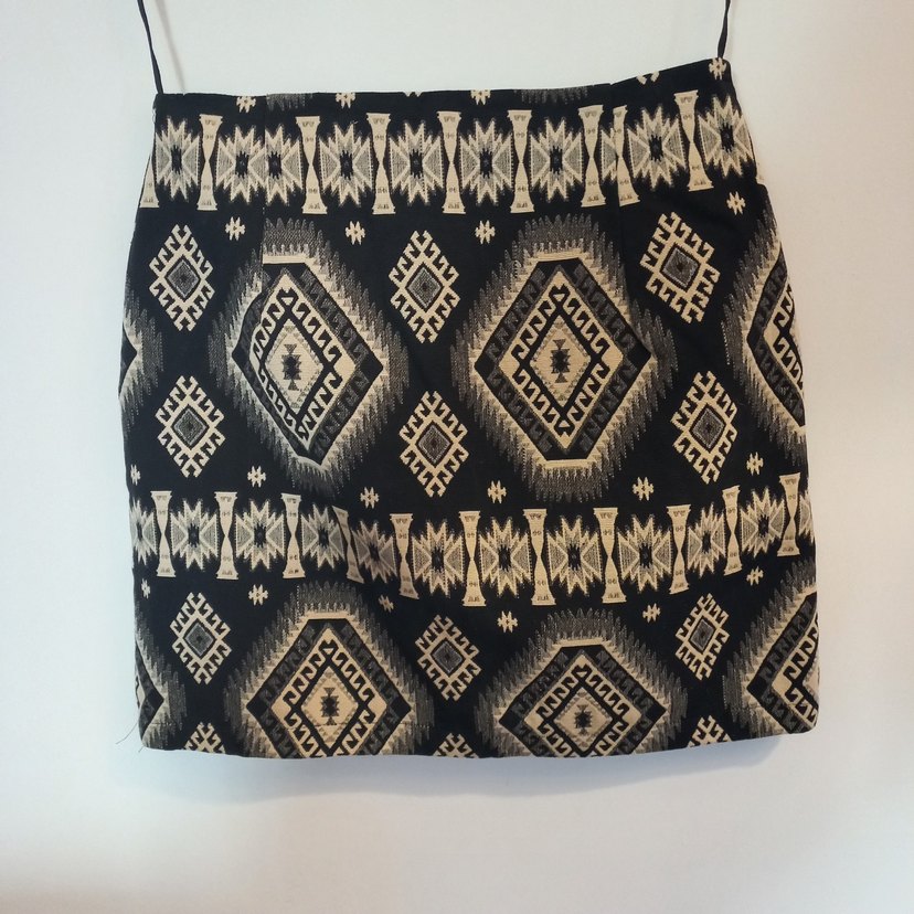 Kanvas geometrik desen kısa etek - Görsel 3