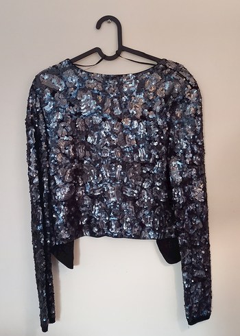 Pullu Gri Tie-Dye Kadın Ceket - Görsel 3