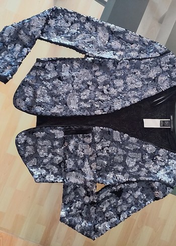 Pullu Gri Tie-Dye Kadın Ceket - Görsel 10