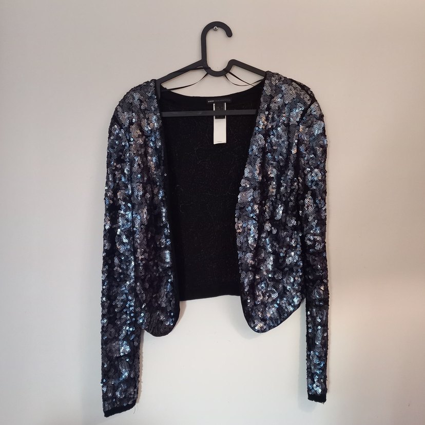 Pullu Gri Tie-Dye Kadın Ceket - Görsel 2