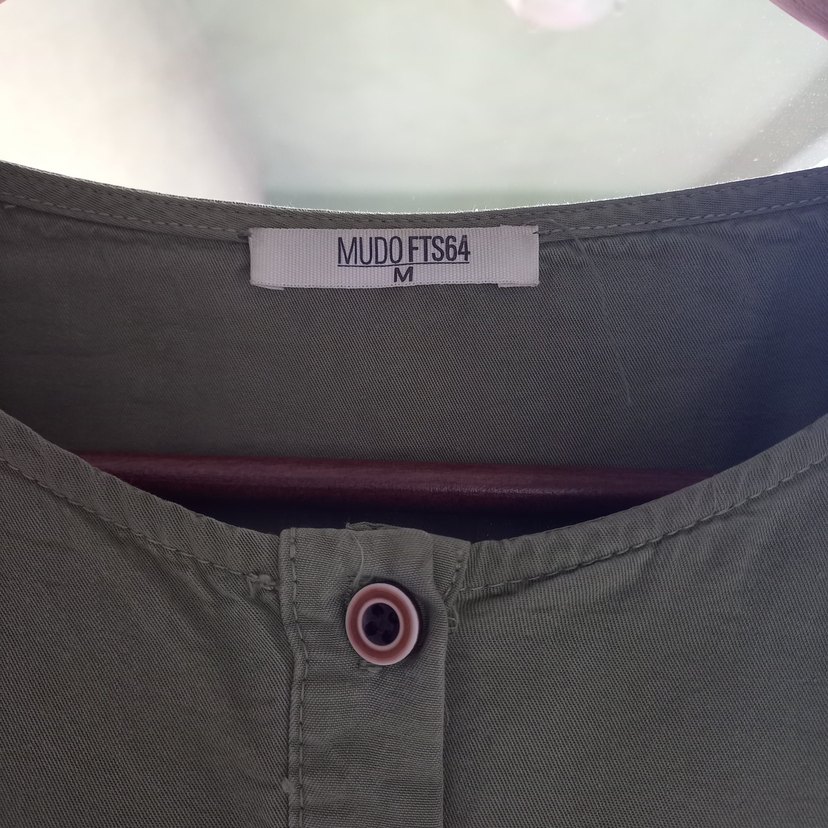 Düğmeli Kısa Kollu Midi Keten Elbise - Görsel 4