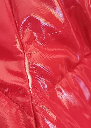 BERSHKA - kırmızı Latex Kısa Kışlık Kadın Mont - Görsel 9