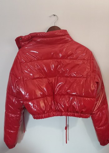 BERSHKA - kırmızı Latex Kısa Kışlık Kadın Mont - Görsel 6