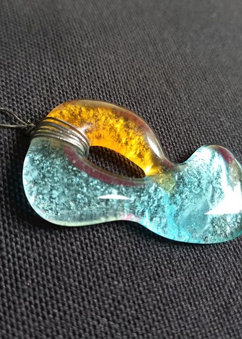 Turkuaz  Cam Kolye Ucu - Görsel 2