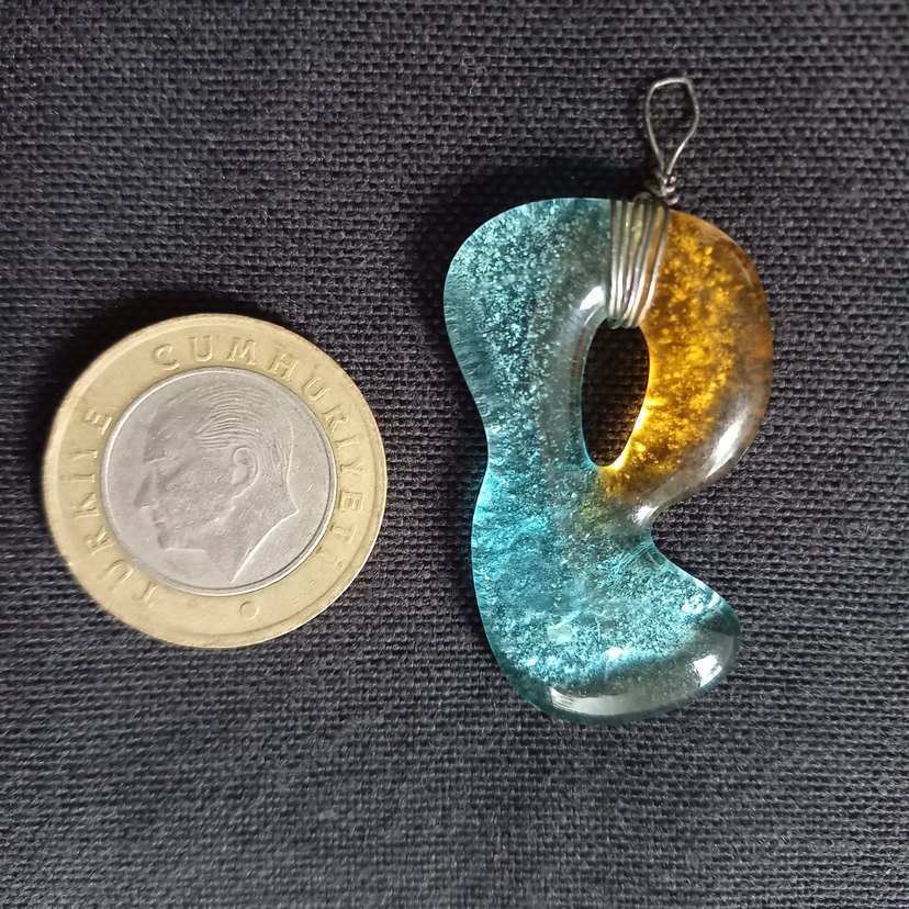 Turkuaz  Cam Kolye Ucu - Görsel 5