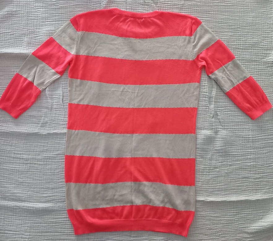 İnce triko- açık pastel fuşya ve ekru renk - Görsel 2