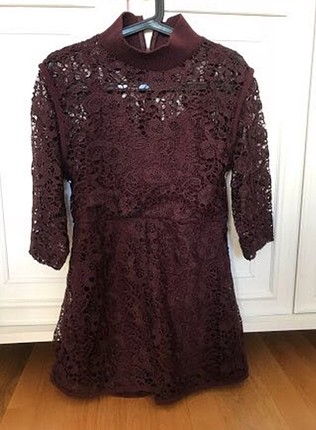 s Beden bordo Renk Zara dantelli tulum
