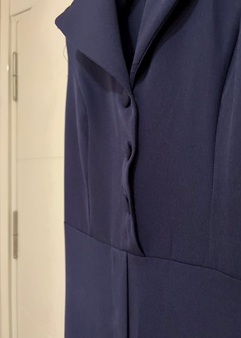 Lacivert Uzun Kollarsız Kadın Tulum - Görsel 5