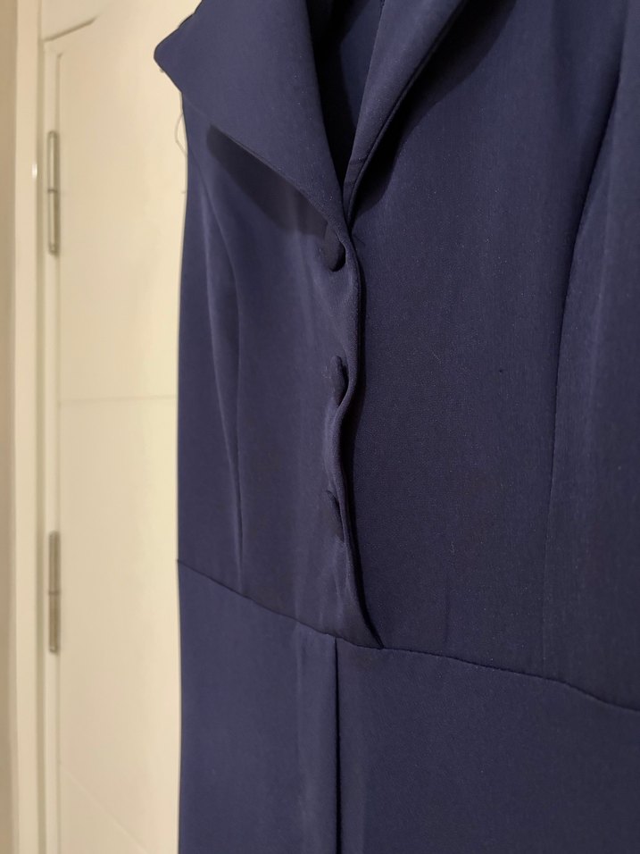 Lacivert Uzun Kollarsız Kadın Tulum - Görsel 5