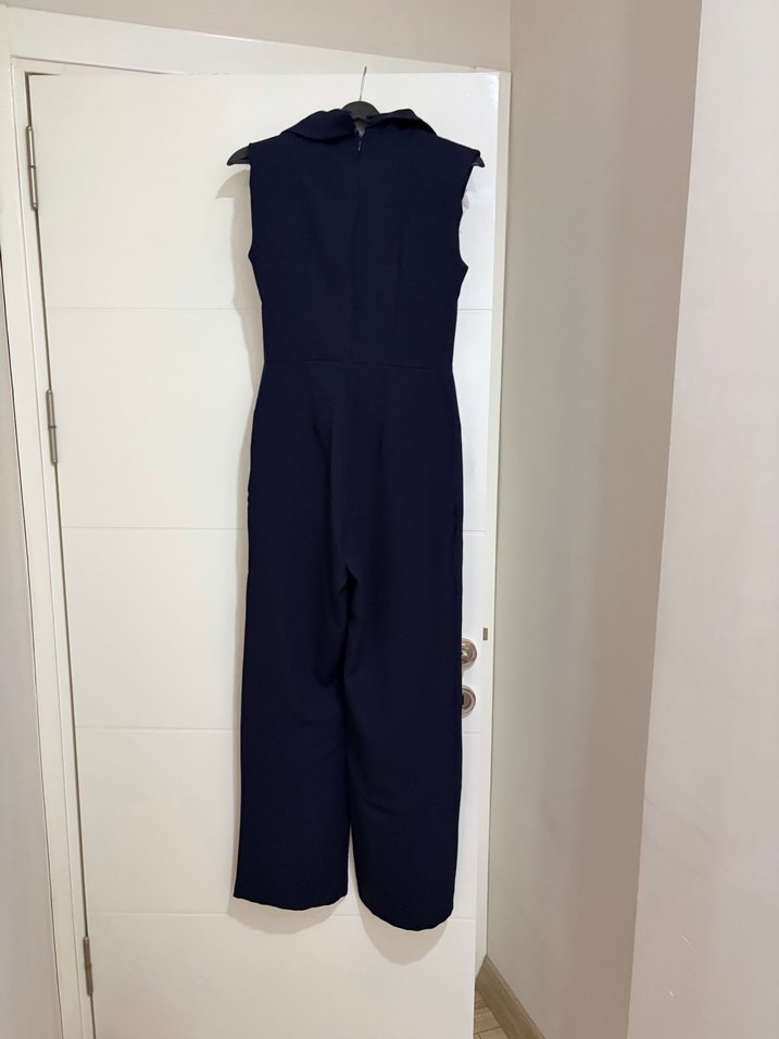 Lacivert Uzun Kollarsız Kadın Tulum - Görsel 2