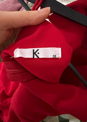 Kırmızı Drapeli Uzun Abiye Elbise - Görsel 5