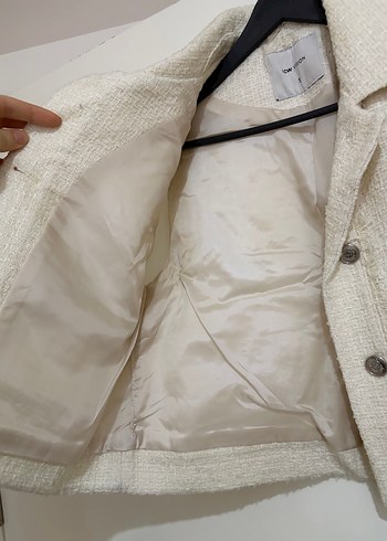 Düğmeli Beyaz Kısa Kadın Yelek - Görsel 4