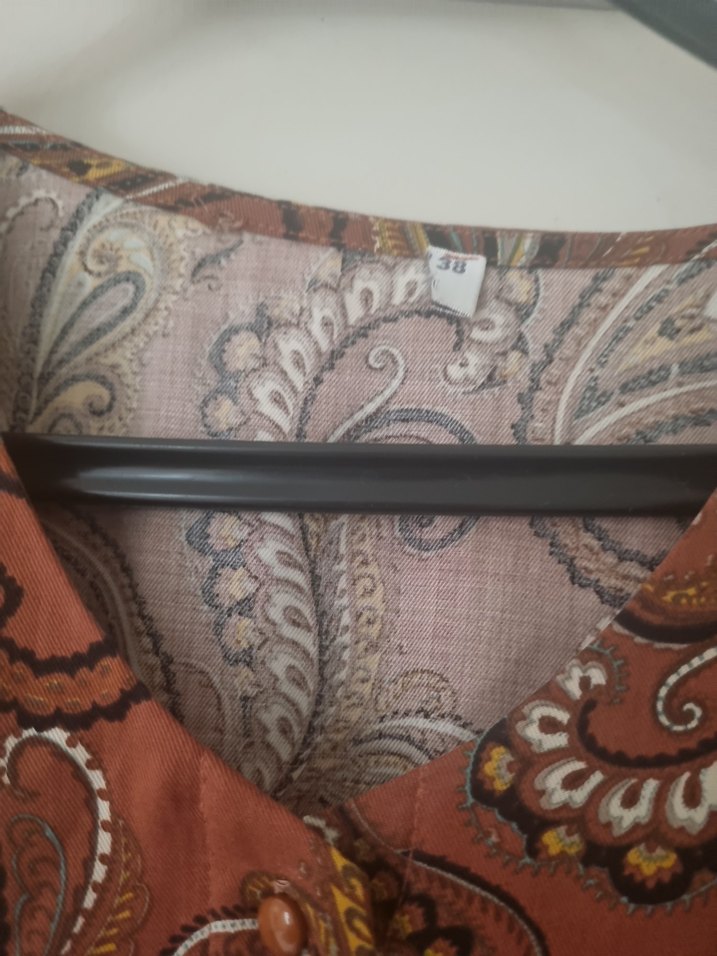 Bohem Uzun Desenli Kahverengi Kadın Elbise - Görsel 3