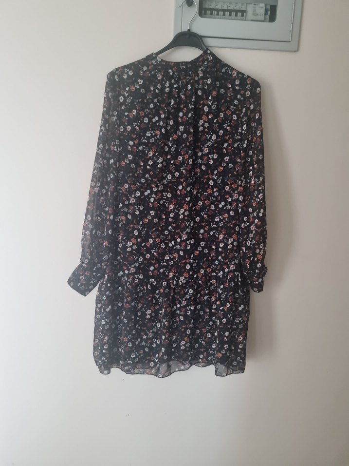 Uzun Kollu Midi Bohem Çiçekli Elbise - Görsel 3