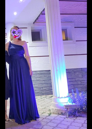 Kadın Lacivert Straplez Midi Parti Elbisesi - Görsel 2