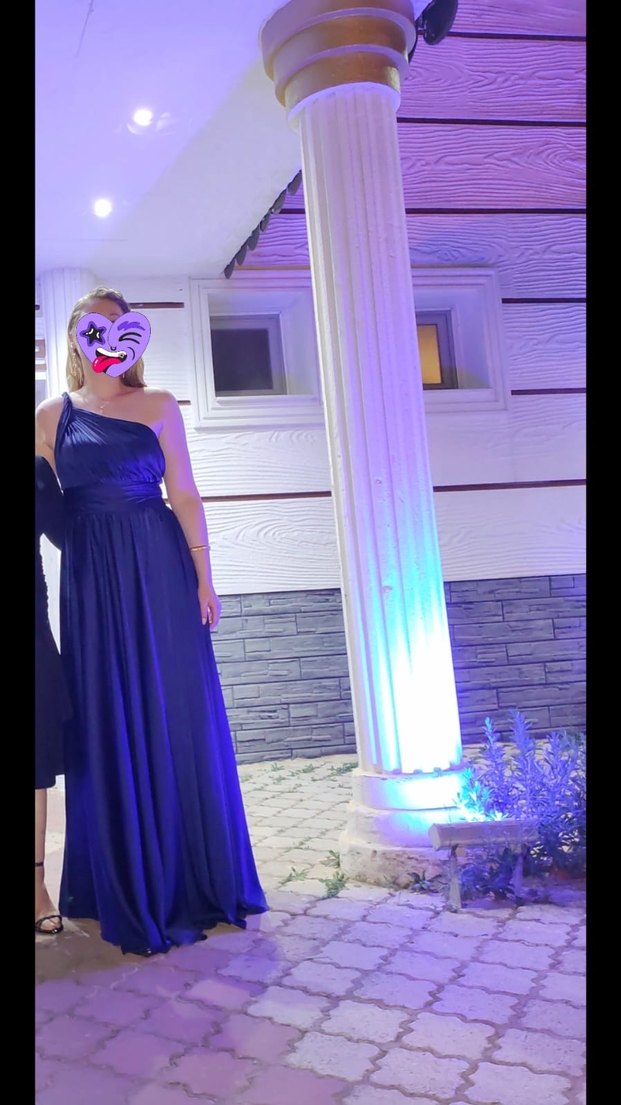 Kadın Lacivert Straplez Midi Parti Elbisesi - Görsel 2