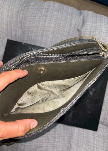 Gri Deri Kadın Çanta Tokalı - Görsel 5