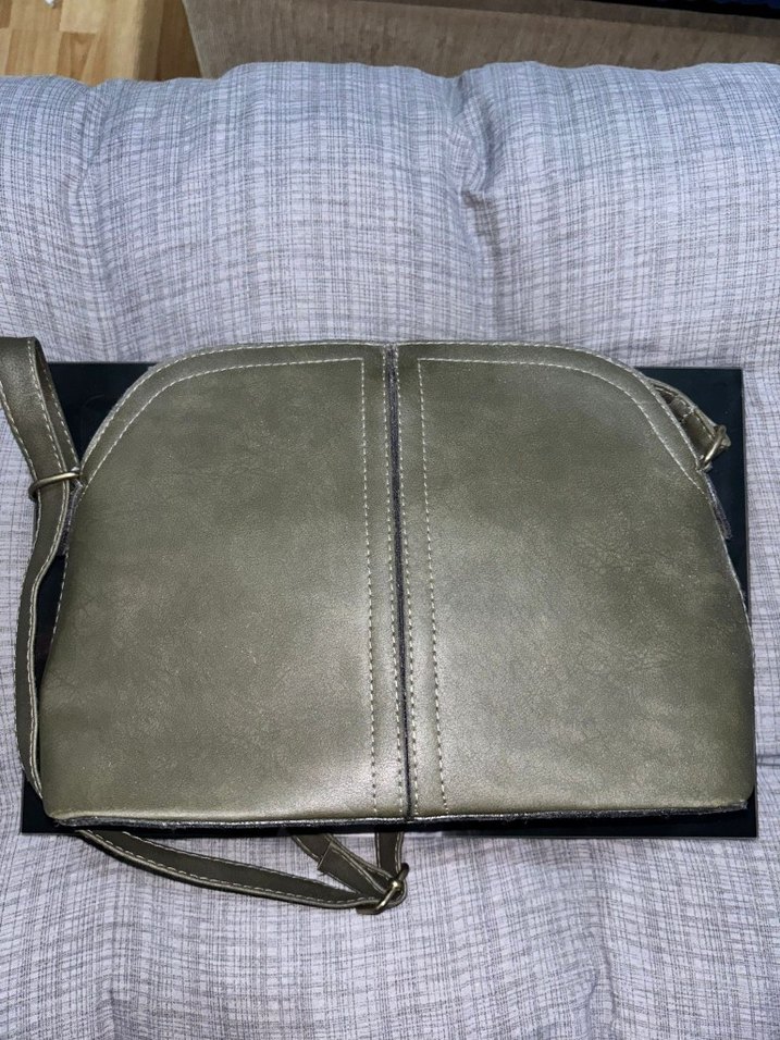 Gri Deri Kadın Çanta Tokalı - Görsel 2