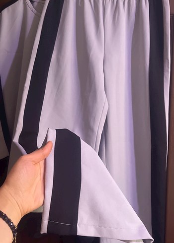 Uzun gri Kadın Elbise Siyah Detaylı - Görsel 4