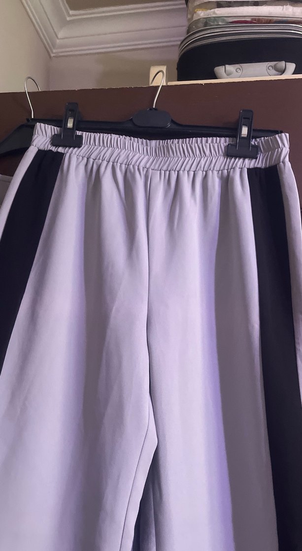 Uzun gri Kadın Elbise Siyah Detaylı - Görsel 5