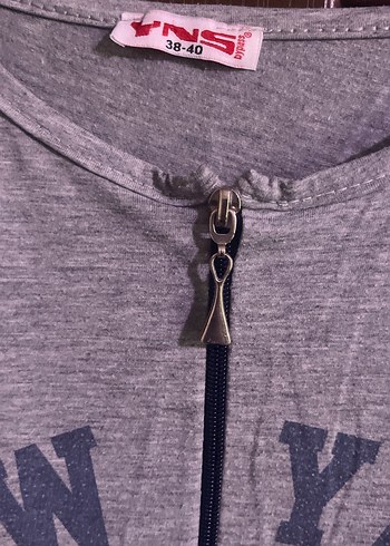 Gri Uzun Kadın Sabahlık Baskılı - Görsel 3