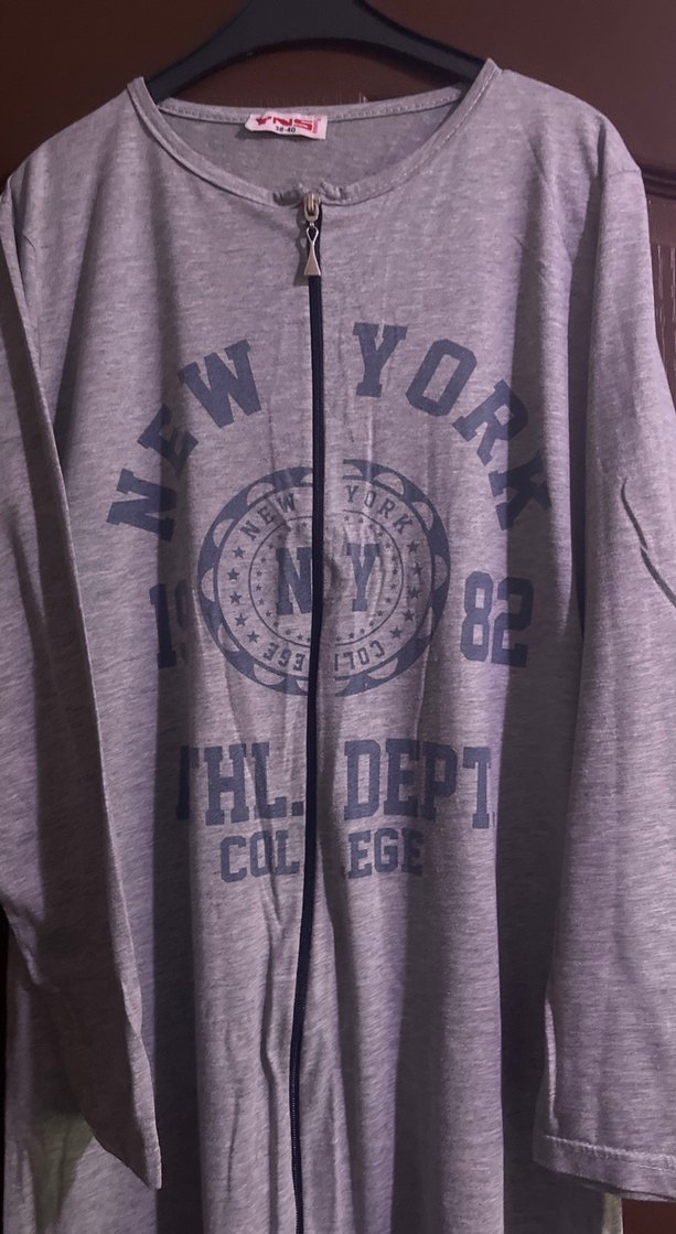 Gri Uzun Kadın Sabahlık Baskılı - Görsel 2