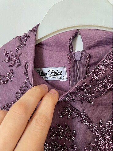 Tesettür abiye Aslan Polat Gülce lavanta - Görsel 4