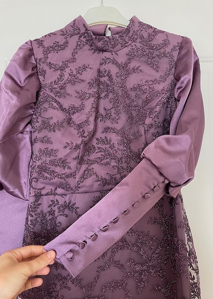 Tesettür abiye Aslan Polat Gülce lavanta - Görsel 3