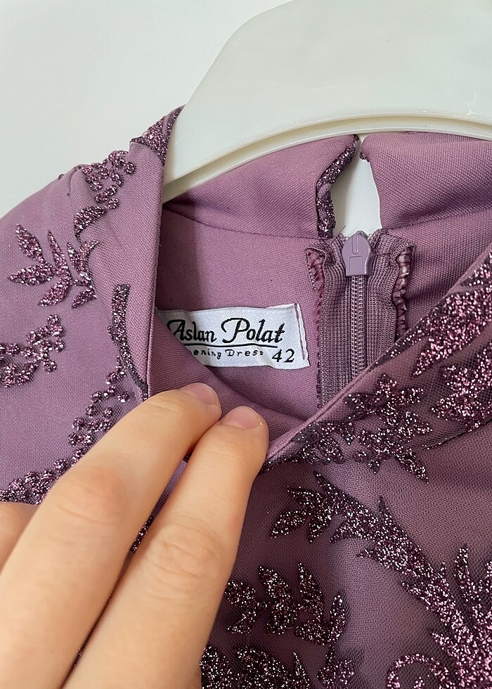 Tesettür abiye Aslan Polat Gülce lavanta - Görsel 4