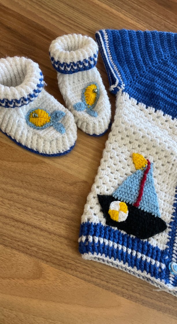 Erkek Çocuk Renkli Kısa Kollu Örgü Hırka - Görsel 4