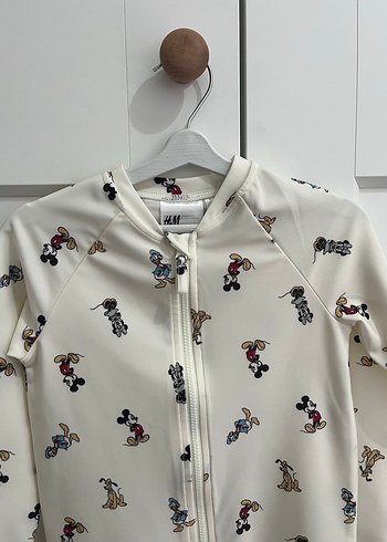 Uzun Kollu Beyaz Baskılı Bebek mayo - Görsel 4