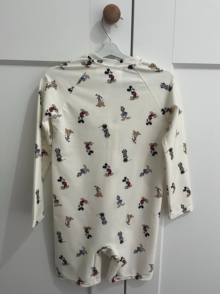 Uzun Kollu Beyaz Baskılı Bebek mayo - Görsel 3