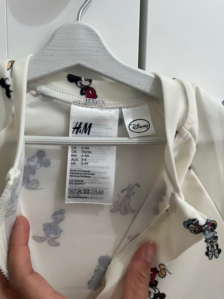 Uzun Kollu Beyaz Baskılı Bebek mayo - Görsel 2