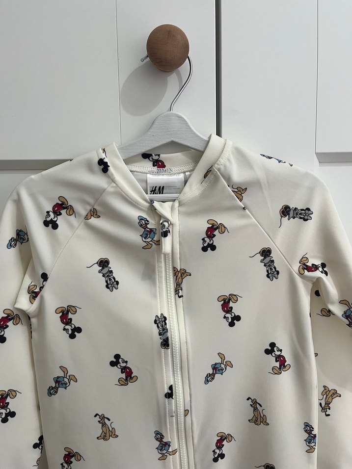 Uzun Kollu Beyaz Baskılı Bebek mayo - Görsel 4