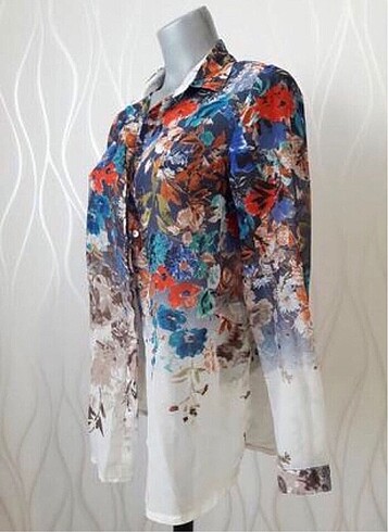 Batik Desenli Şifon Kumaş Gömlek