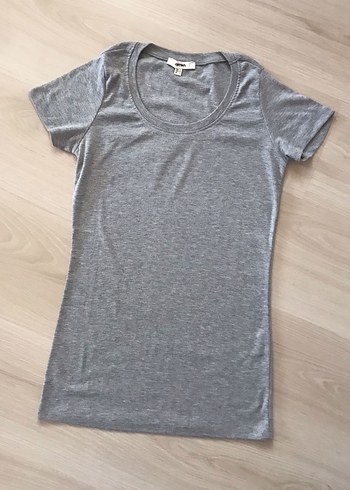 KOTON Gri Kadın Kısa Kollu Basic Tişört - Görsel 2