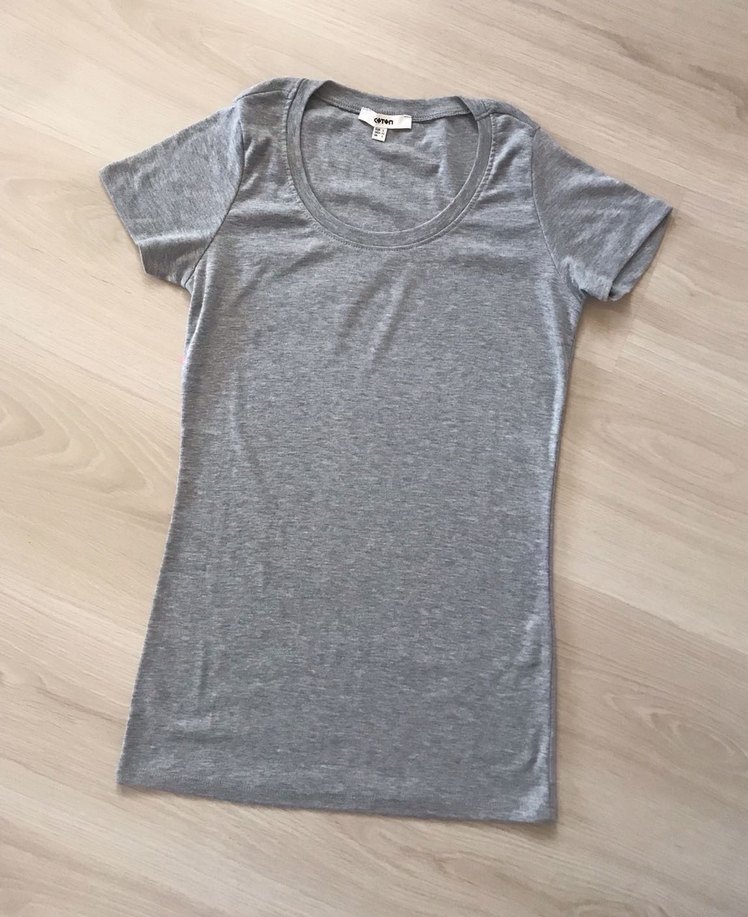 KOTON Gri Kadın Kısa Kollu Basic Tişört - Görsel 2