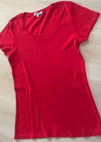 KOTON Kırmızı Kadın Kısa Kollu Tişört - Görsel 5