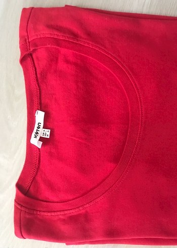 KOTON Kırmızı Kadın Kısa Kollu Tişört - Görsel 7