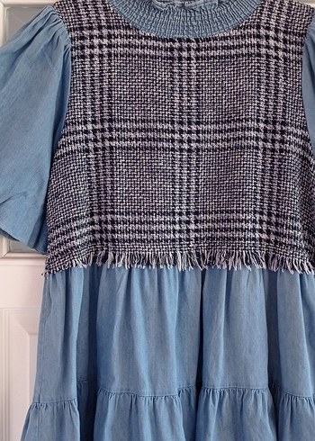 Zara Fırfırlı Bohem Midi Denim Elbise