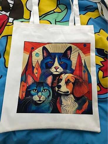 Kedi bez çanta baskı