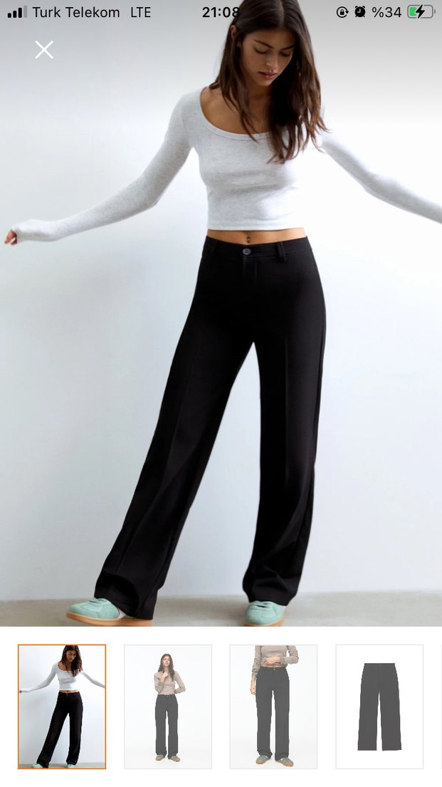 Siyah Kadın Regular Fit Kumaş Pantolon - Görsel 2